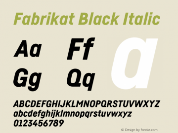Fabrikat Black Italic Version 2.000;com.myfonts.easy.hvdfonts.fabrikat.black-italic.wfkit2.version.4xLA Font Sample