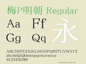 梅P明朝 Regular Look update time of this file. Font Sample