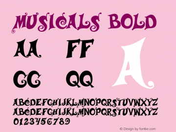Musicals Bold Macromedia Fontographer 4.1.5 2/28/00图片样张