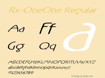 Rx-OneOne Regular Version 0.9; 2000 Font Sample