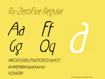 Rx-ZeroFive Regular Version 0.9; 2000 Font Sample
