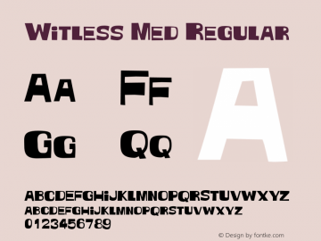 Witless Med Regular Version 001.000 Font Sample