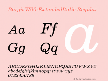 BorgisW00-ExtendedItalic Regular Version 1.10 Font Sample