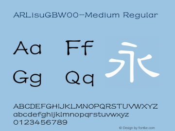ARLisuGBW00-Medium Regular Version 1.00 Font Sample
