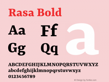 Rasa Bold Version 1.002;PS 1.001;hotconv 1.0.88;makeotf.lib2.5.647800; ttfautohint (v1.5) Font Sample