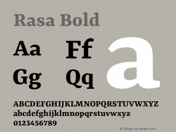 Rasa Bold Version 1.002;PS 1.1;hotconv 1.0.88;makeotf.lib2.5.647800 Font Sample