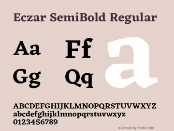 Eczar SemiBold Regular Version 1.003;PS 1.2;hotconv 1.0.88;makeotf.lib2.5.647800 Font Sample