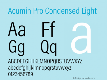 Acumin Pro Condensed Light Version 1.011 Font Sample