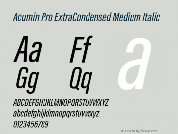 Acumin Pro ExtraCondensed Medium Italic Version 1.011图片样张