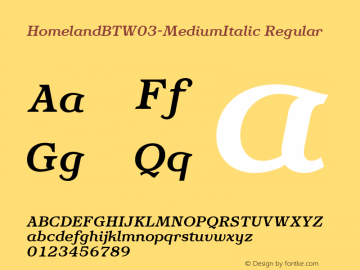 HomelandBTW03-MediumItalic Regular Version 1.00图片样张