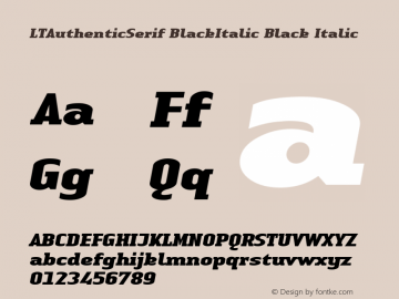 LTAuthenticSerif BlackItalic Black Italic Version 001.000 Font Sample