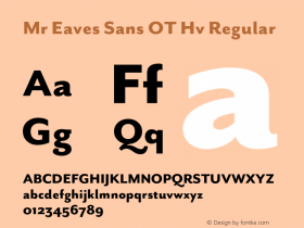 Mr Eaves Sans OT Hv Regular Version 1.100;PS 001.100;hotconv 1.0.57;makeotf.lib2.0.21895; ttfautohint (v1.3);com.myfonts.easy.emigre.mr-eaves-sans-opentype.ot-heavy.wfkit2.version.3FKa图片样张