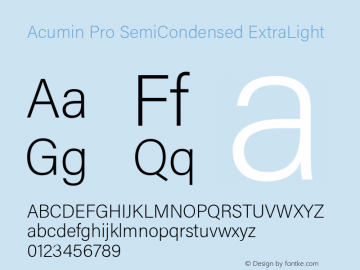 Acumin Pro SemiCondensed ExtraLight Version 1.011 Font Sample