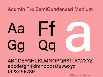 Acumin Pro SemiCondensed Medium Version 1.011 Font Sample