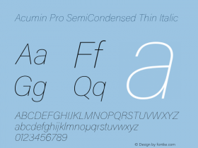Acumin Pro SemiCondensed Thin Italic Version 1.011图片样张