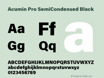 Acumin Pro SemiCondensed Black Version 1.011 Font Sample