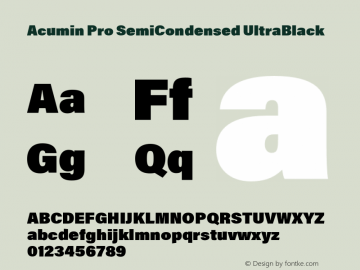 Acumin Pro SemiCondensed UltraBlack Version 1.011 Font Sample