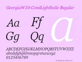 GeorgiaW10-CondLightItalic Regular Version 6.20 Font Sample