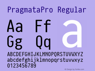 PragmataPro Regular Version 0.822 Font Sample