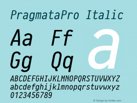 PragmataPro Italic Version 0.822图片样张