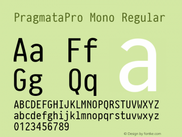 PragmataPro Mono Regular Version 0.822 Font Sample