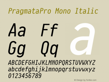 PragmataPro Mono Italic Version 0.822图片样张
