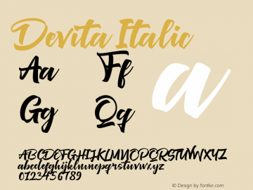 Devita Italic Version 1.000 Font Sample