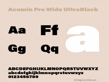 Acumin Pro Wide UltraBlack Version 1.011 Font Sample