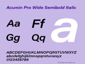 Acumin Pro Wide Semibold Italic Version 1.011 Font Sample
