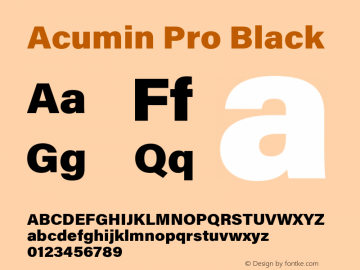 Acumin Pro Black Version 1.011 Font Sample