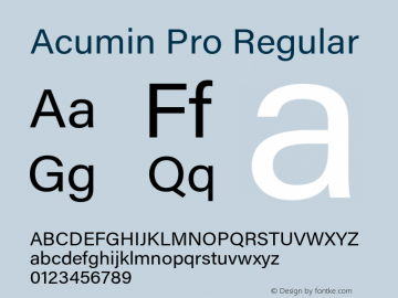 Acumin Pro Regular Version 1.011 Font Sample