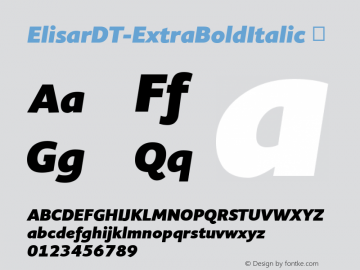 ElisarDT-ExtraBoldItalic ☞ Version 1.00 CFF OTF. DTP Types Limited Aug 11 2006;com.myfonts.easy.dtptypes.elisar-dt.extra-bold-italic.wfkit2.version.2E4H图片样张