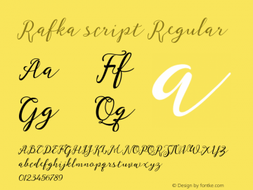 Rafka script Regular Version 1.000 Font Sample