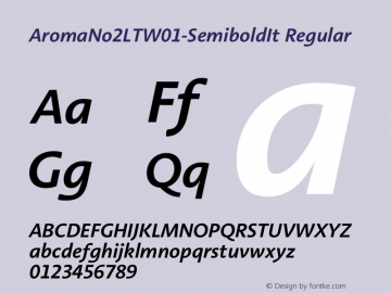 AromaNo2LTW01-SemiboldIt Regular Version 1.01 Font Sample