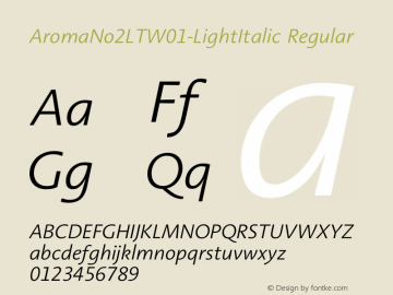 AromaNo2LTW01-LightItalic Regular Version 1.01图片样张