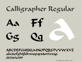 Calligrapher Regular Altsys Fontographer 3.5  5/26/92 Font Sample