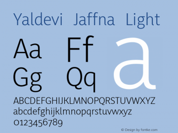 Yaldevi Jaffna Light Version 1.010 Font Sample