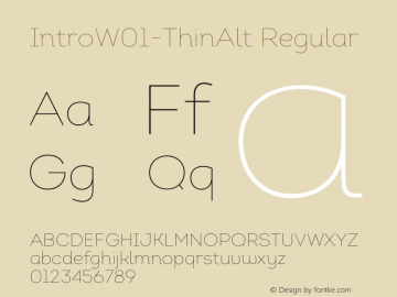 IntroW01-ThinAlt Regular Version 1.00 Font Sample