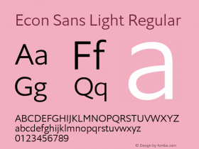 Econ Sans Light Regular Version 1.000 Font Sample