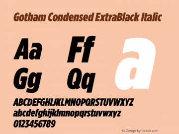 Gotham Condensed ExtraBlack Italic Version 2.200图片样张