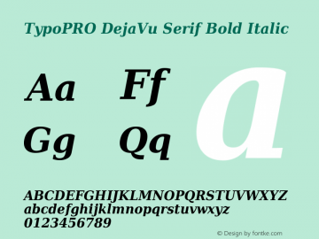 TypoPRO DejaVu Serif Bold Italic Version 2.34 Font Sample