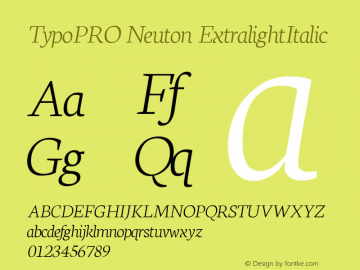 TypoPRO Neuton ExtralightItalic Version 1.46图片样张