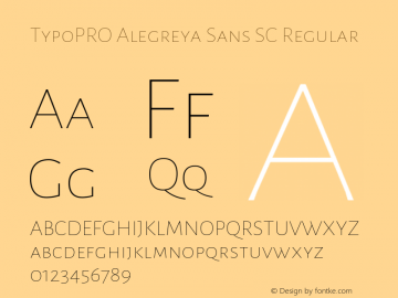 TypoPRO Alegreya Sans SC Regular Version 1.000;PS 001.000;hotconv 1.0.70;makeotf.lib2.5.58329 DEVELOPMENT Font Sample