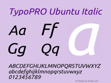 TypoPRO Ubuntu Italic 0.83 Font Sample