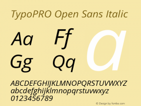 TypoPRO Open Sans Italic Version 1.10 Font Sample