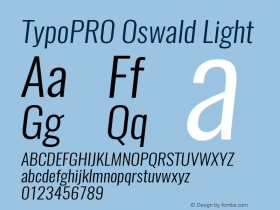 TypoPRO Oswald Light 3.0; ttfautohint (v0.95.6-bc232) -l 8 -r 50 -G 200 -x 0 -w 