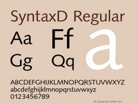 SyntaxD Regular Version 001.005 Font Sample