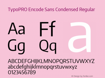 TypoPRO Encode Sans Condensed Regular Version 1.000; ttfautohint (v1.00) -l 8 -r 50 -G 200 -x 14 -D latn -f none -w G Font Sample