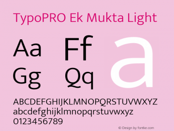 TypoPRO Ek Mukta Light Version 1.2 Font Sample