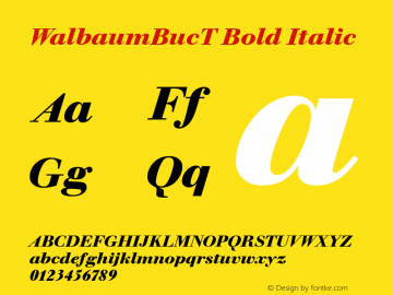 WalbaumBucT Bold Italic Version 001.005 Font Sample